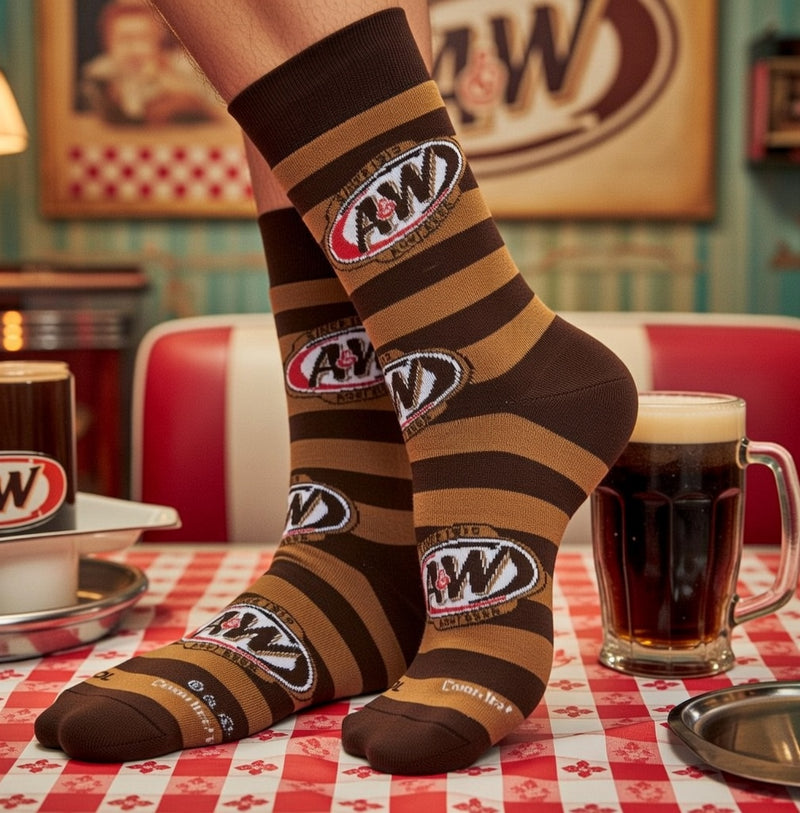 A&W ROOT BEER VINTAGE STRIPED SOCKS