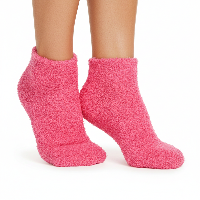 FLAMINGO PINK ANKLE COZY WARM ANKLE SOCKS