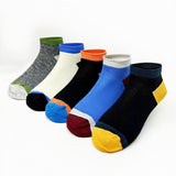 PACK OF 5 - MULTI-COLOR BLOCK ANKLE SOCKS