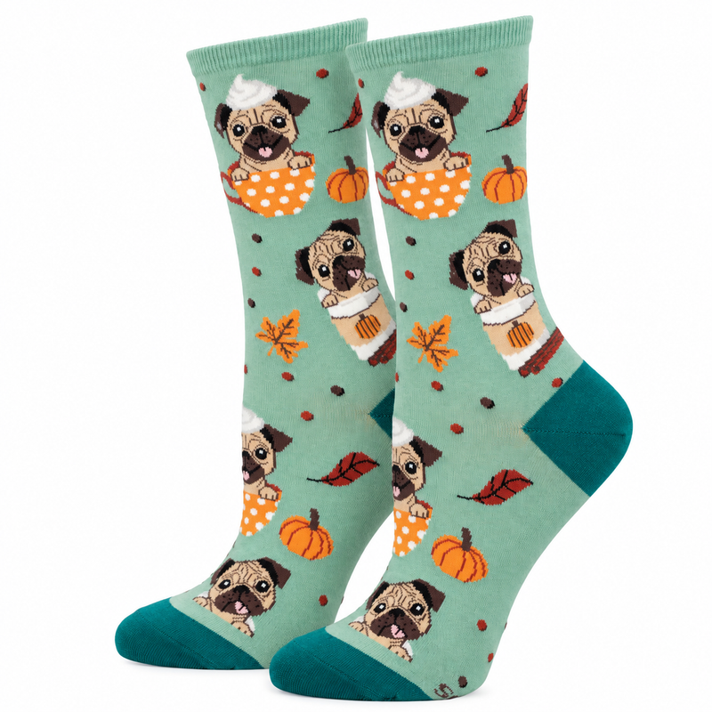 PUGKIN SPICE LATTE CREW SOCKS