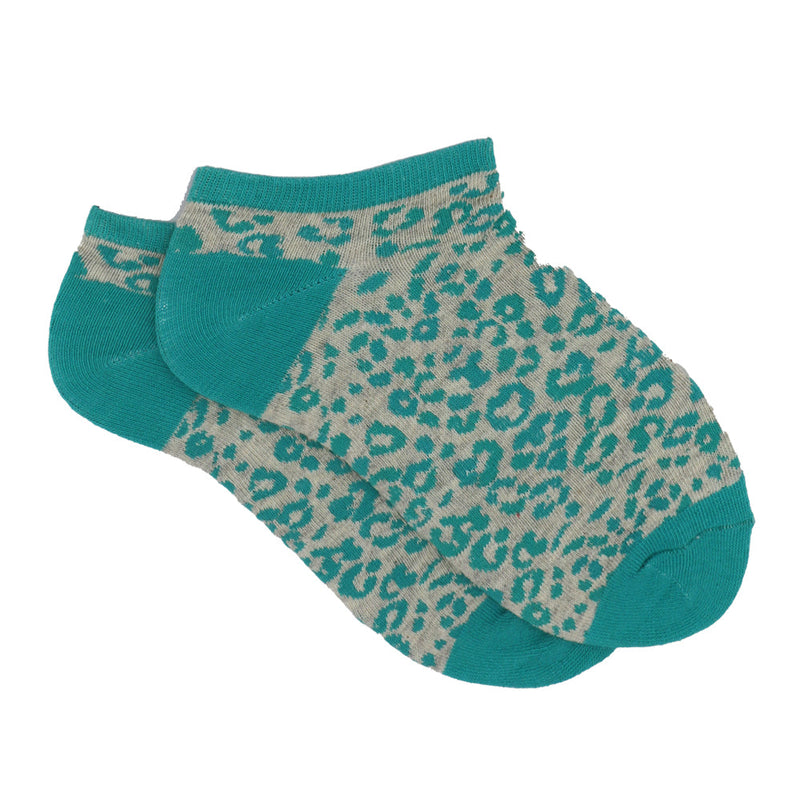GREY CHEETAH PRINT ANKLE SOCKS