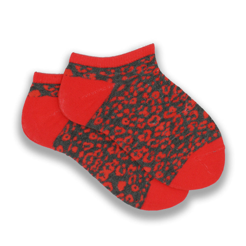 RED CHEETAH PRINT ANKLE SOCKS