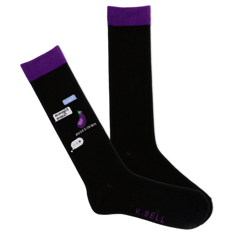 MIDNIGHT SNACK TEXT CREW SOCK