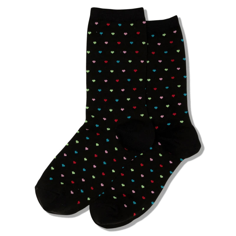 DOT HEART SOCKS - BLACK