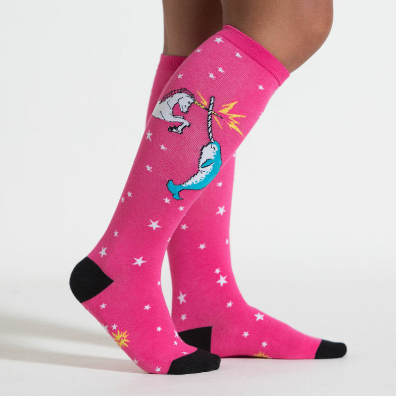 UNICORN VS NARWHAL KNEE HIGH SOCKS