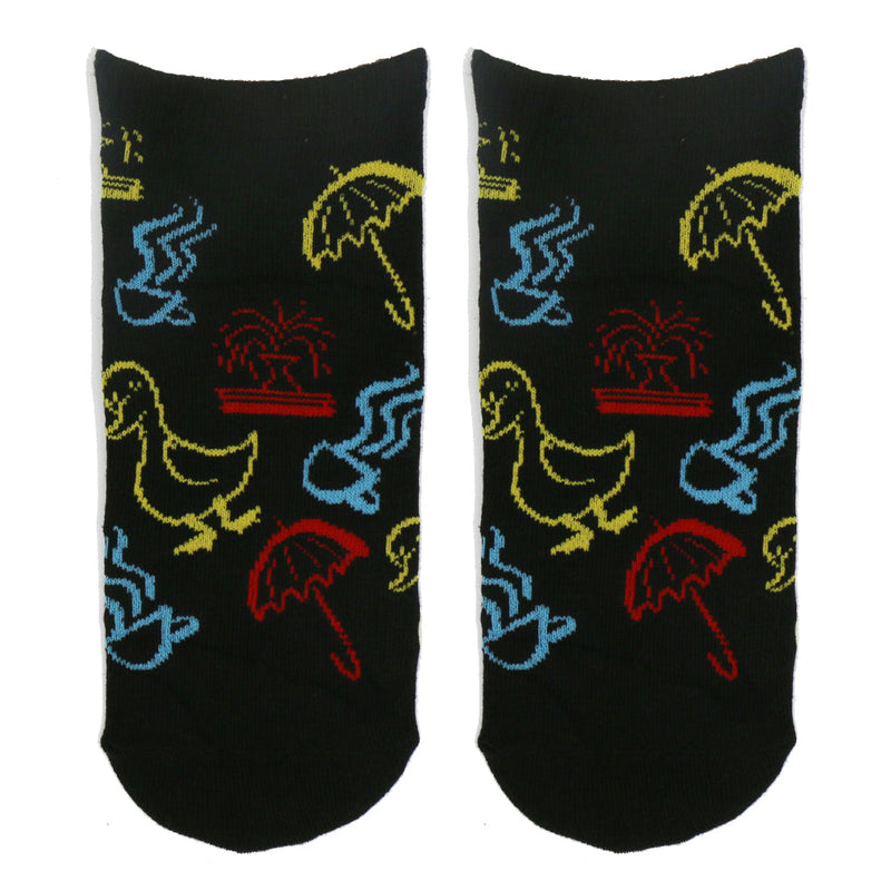 F.R.I.E.N.D.S BLACK "UMBRELLA, COFFEE, DUCK" ANKLE SOCKS