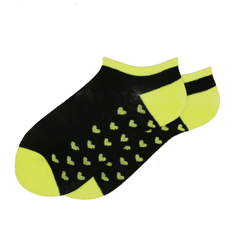 BLACK AND YELLOW HEARTS ANKLE SOCKS