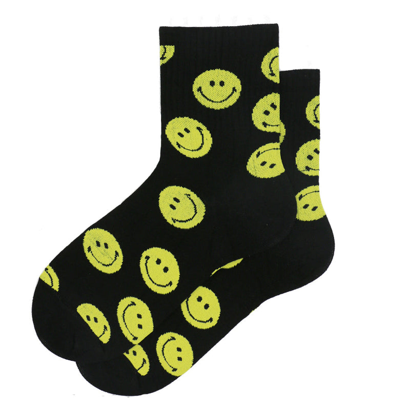 BLACK SMILEY FACE SOCKS