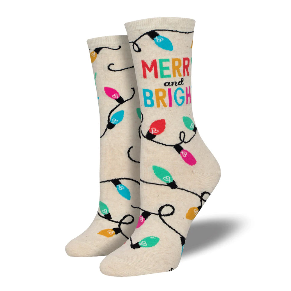 "MERRY AND BRIGHT" SOCKS