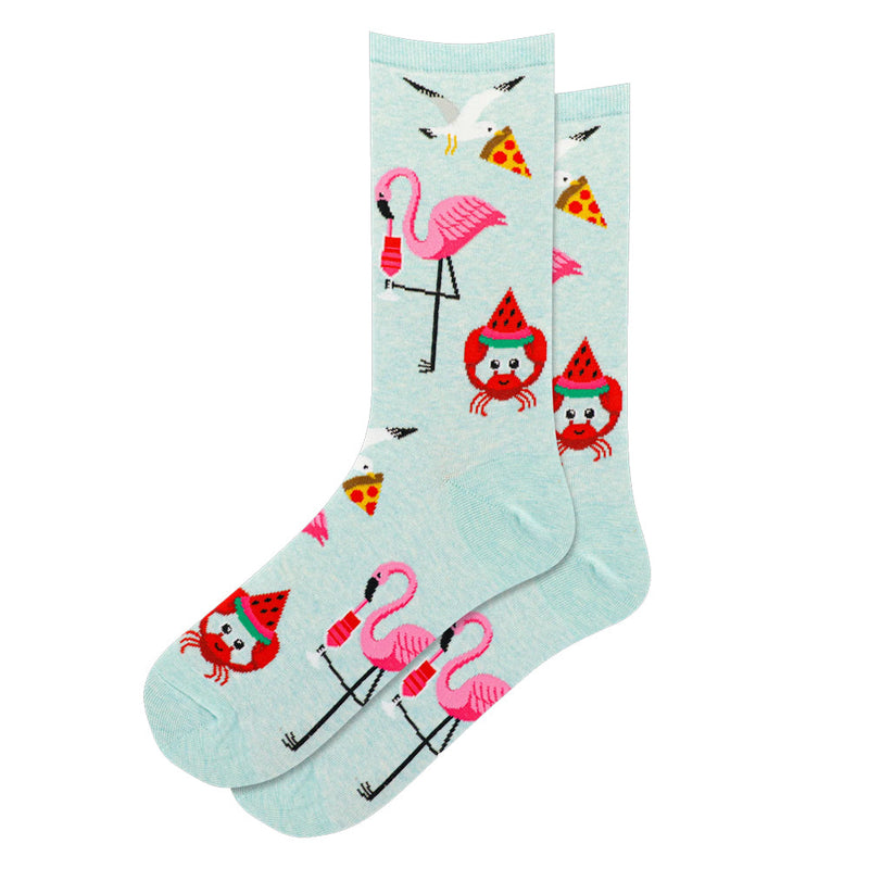 FLAMINGO, SEAGULL AND CRAB CREW SOCK