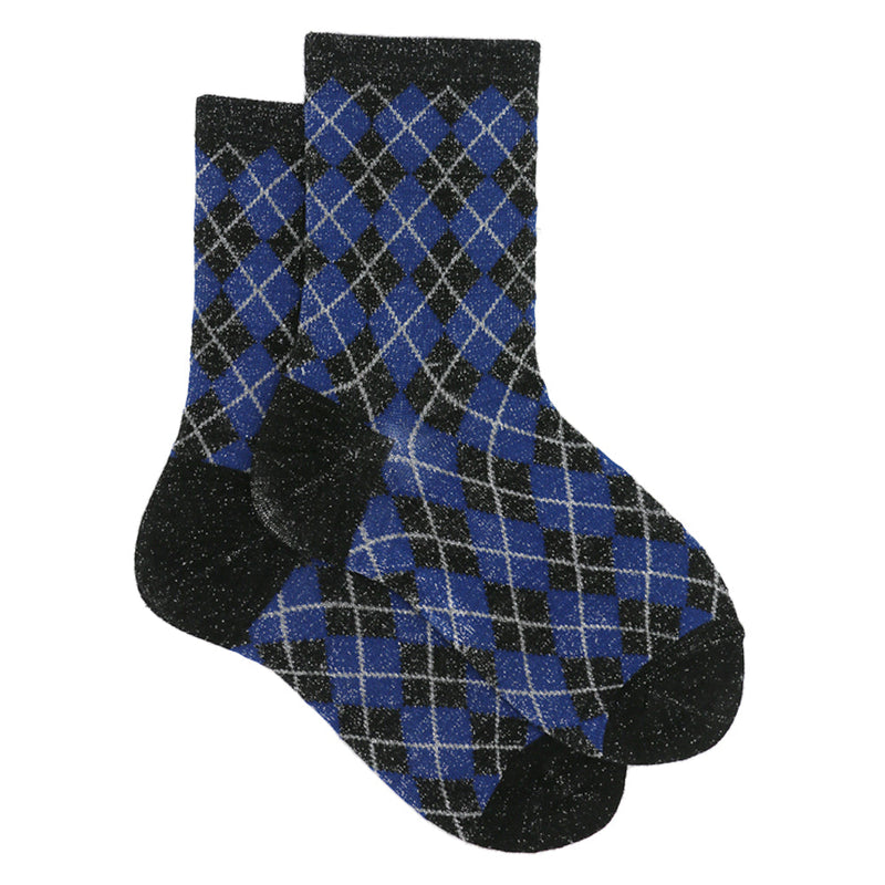 SHIMMER ARGYLE PATTERN SOCKS