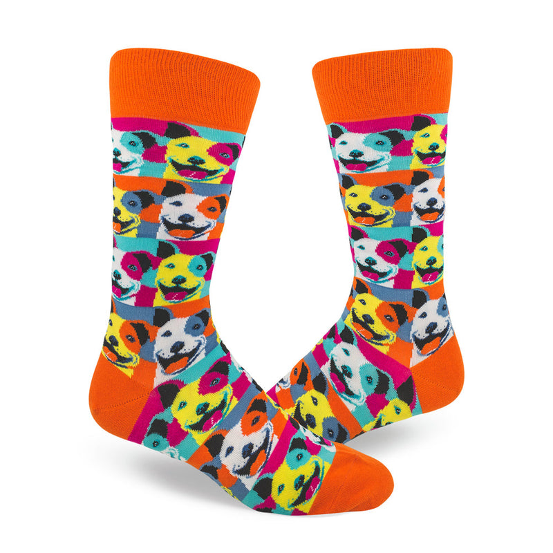POP ART PITBULL MEN'S CREW SOCKS