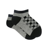 GREY AND BLACK CHECK ANKLE SOCKS