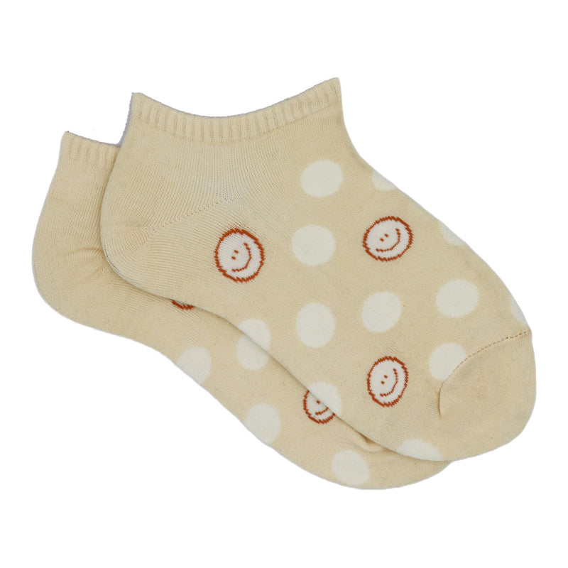 HAPPY FACE POLKA DOT ANKLE SOCKS