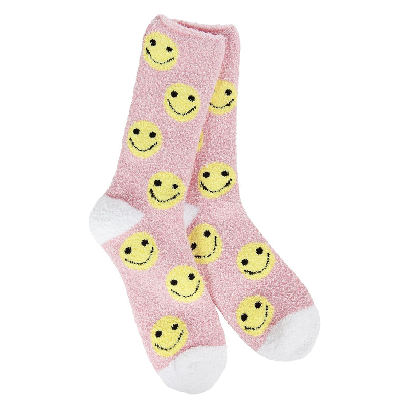 SMILEY FACE WHITE PINK SOCKS