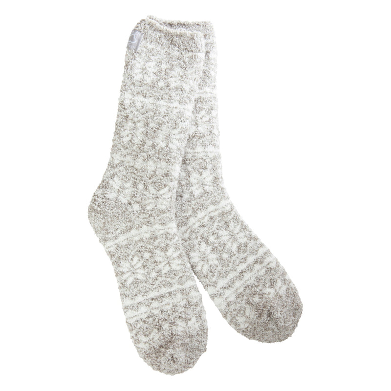FAIR ISLE SILVER FUZZY WARM SOCKS