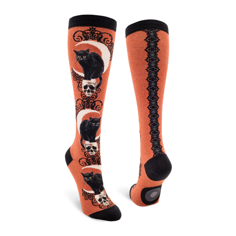 BLACK CAT MOON KNEE SOCKS