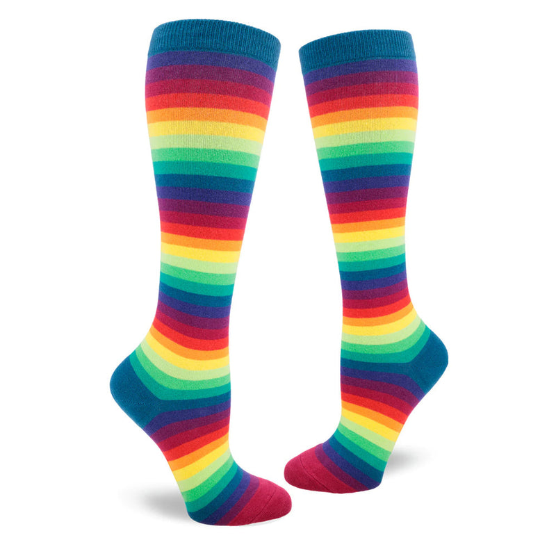 RAINBOW GRADIENT STRIPE KNEE SOCKS