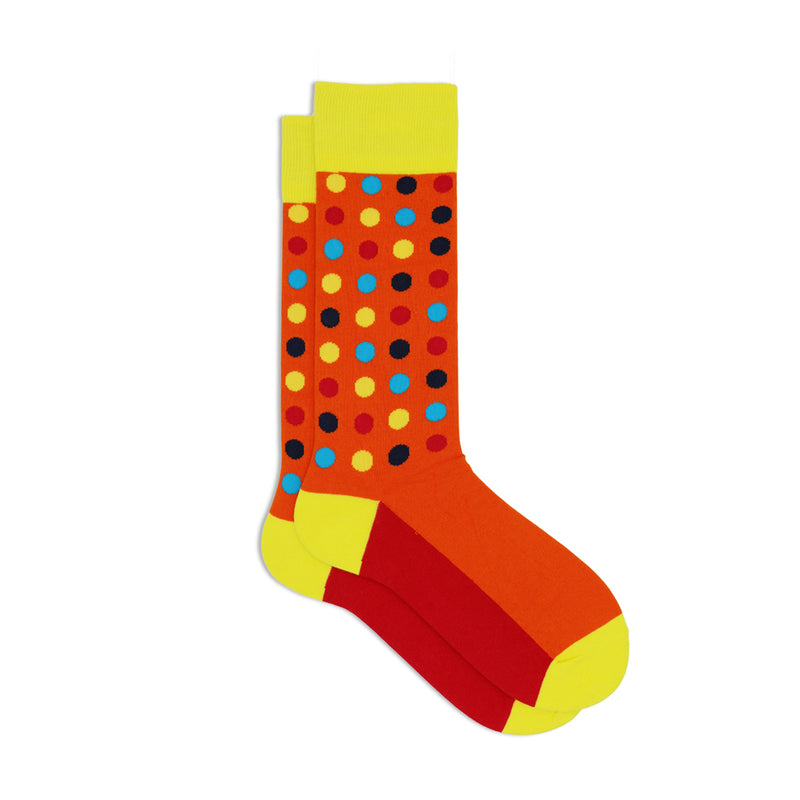 ORANGE MULTICOLOR POLKA DOT SOCKS