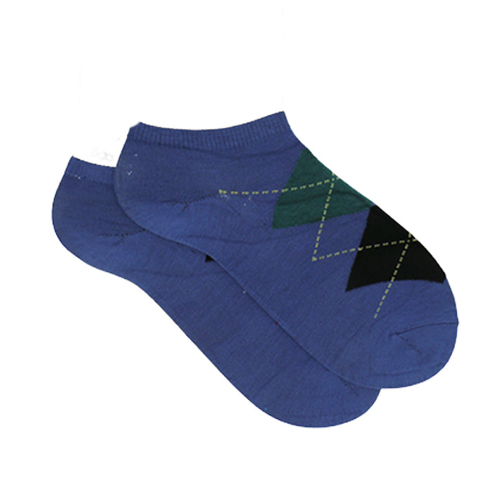 BLUE MODAL ARGYLE ANKLE SOCKS