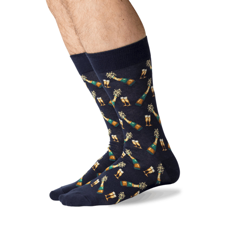 CHAMPAGNE BOTTLES SOCKS BLUE
