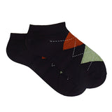 CUSHIONED ARGYLE RED AND GREEN ANKLE SOCKS