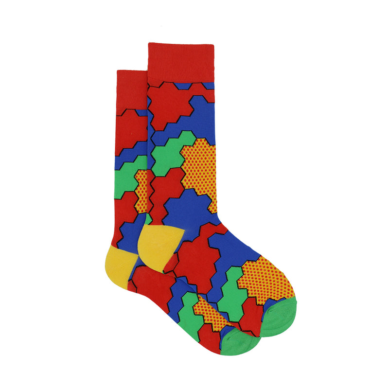 JIGSAW PUZZLE PATTERN SOCKS