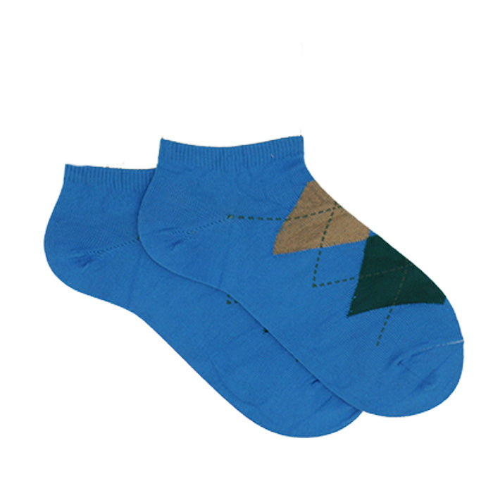 LIGHT BLUE CLASSIC MODAL ARGYLE ANKLE SOCKS