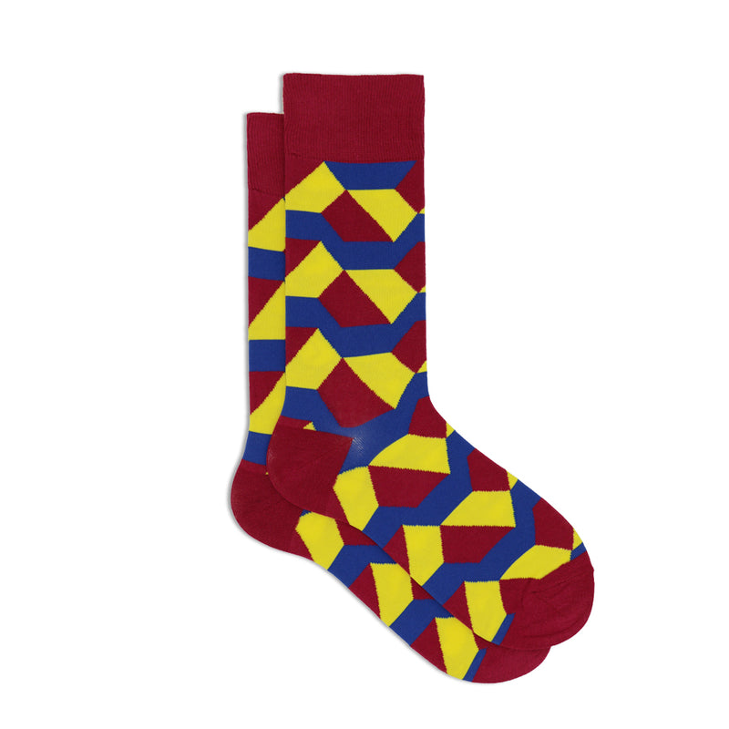 MAROON GEOMETRIC SOCKS