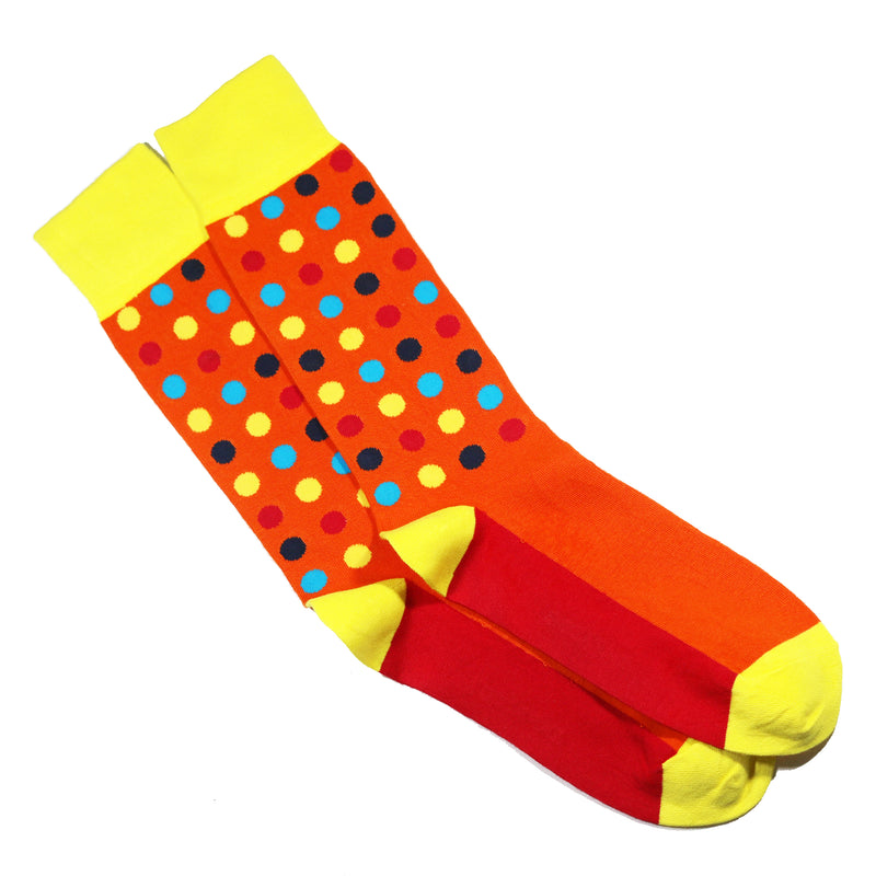 ORANGE MULTICOLOR POLKA DOT SOCKS