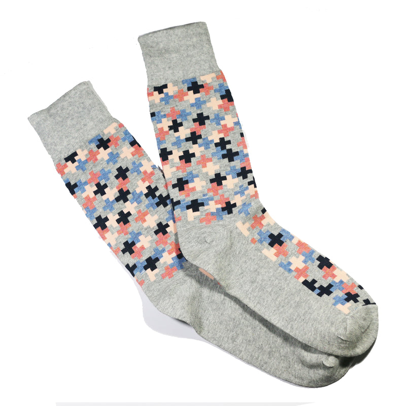 PLUS BLOCK PATTERN SOCKS