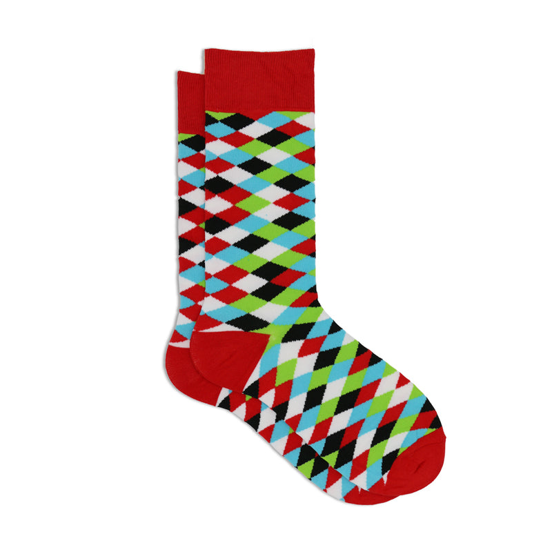 RED COLORFUL DIAMOND SOCKS