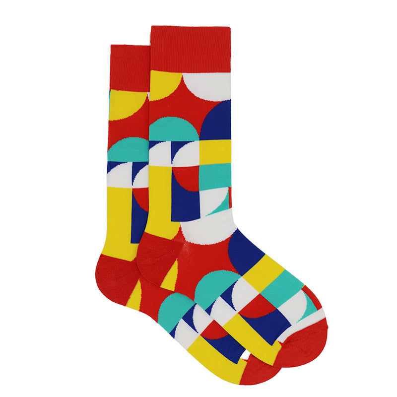 RED GEOMETRIC SOCKS