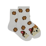 WHITE CAT WITH FOOTPRINTS ANKLE SOCKS