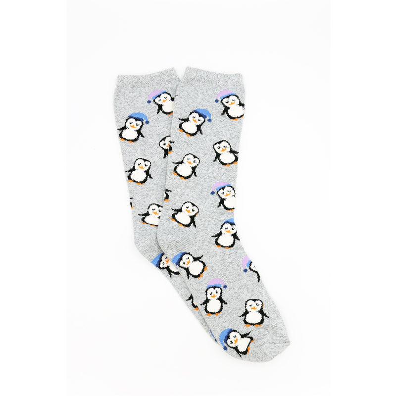 PENGUINS WITH SANTA HAT SOCKS