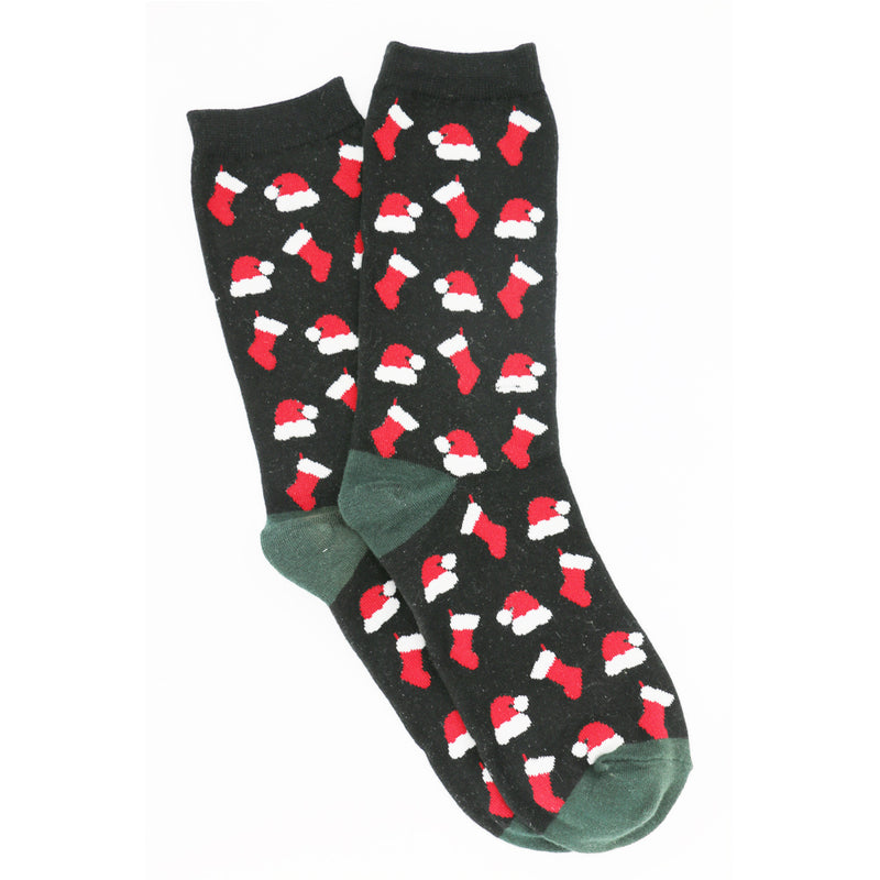 SANTA HAT SOCKS - BLACK